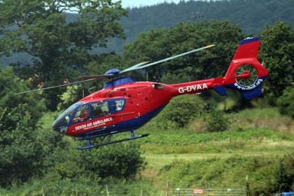 South Hams road shut after air ambulance and police called to crash