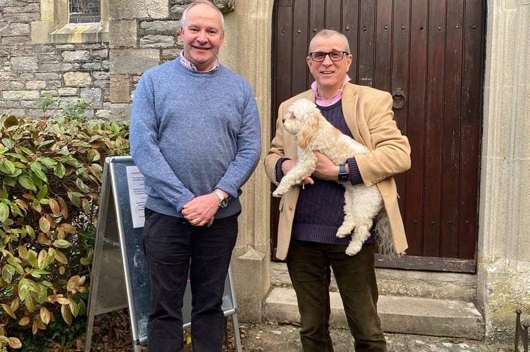 Cllr Jonathan Hawkins (left) and Church Warden Stephen Pearson
New Jubilee bell for Kingswear