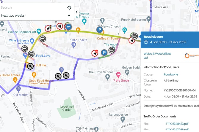 Totnes High Street three month road closure starts totnes today