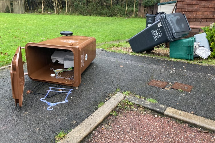 Bins flattened by Storm Ciaran