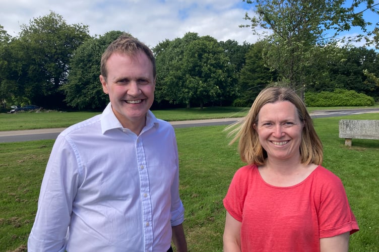 Security Minister Tom Tugendhat with SW Devon's Conservative Candidate Rebecca Smith