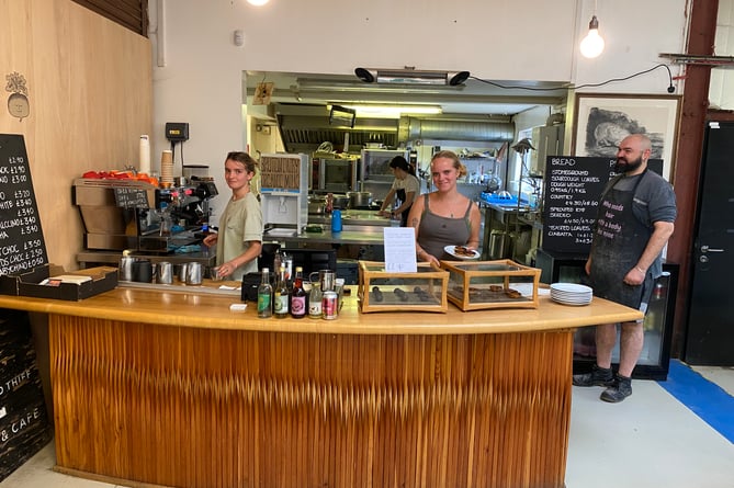 Behind the counter Anna Young and Ella Fraser