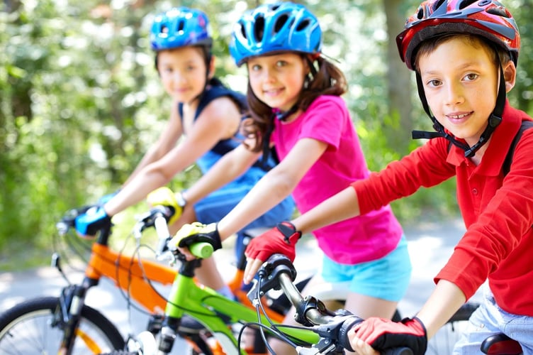 Children bikes stock image