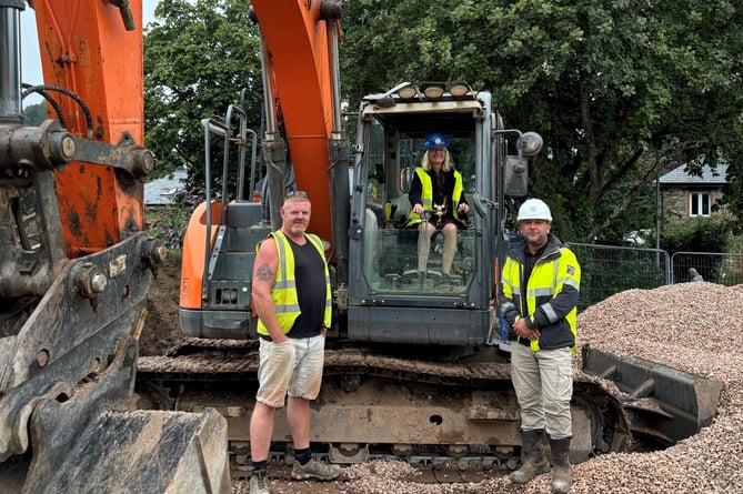 From left: From left: Wayne Brown Regional Manager CAMC, Cllr Emily Price, Mayor of Totnes and Nick Gower Site Foreman Barratt and Canniford.