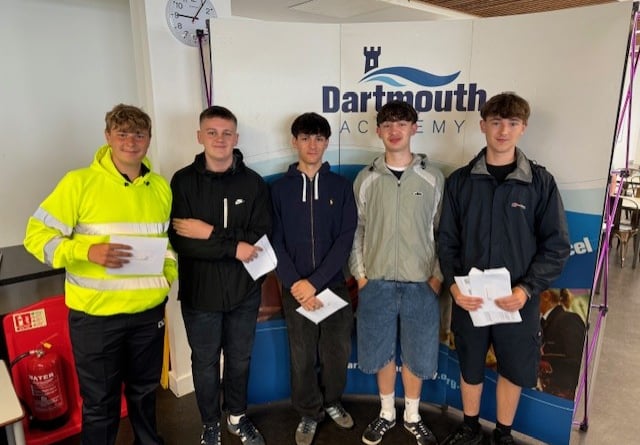 A group of lads get their results