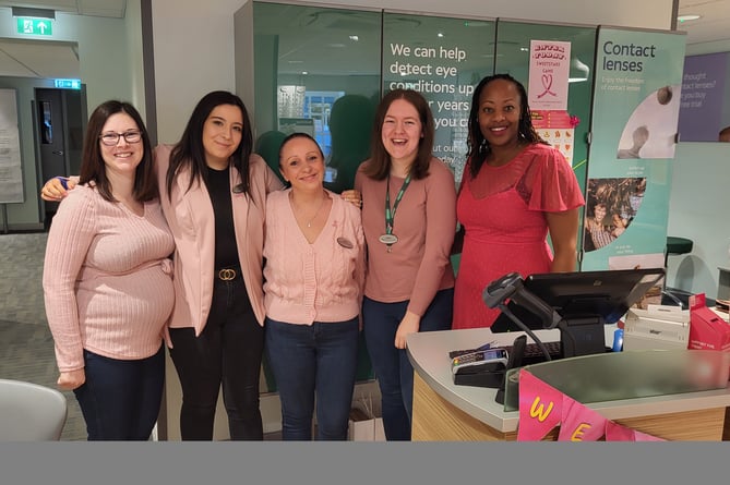 Staff at Totnes Specsavers wear it pink