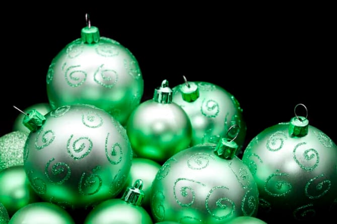 Green Christmas baubles